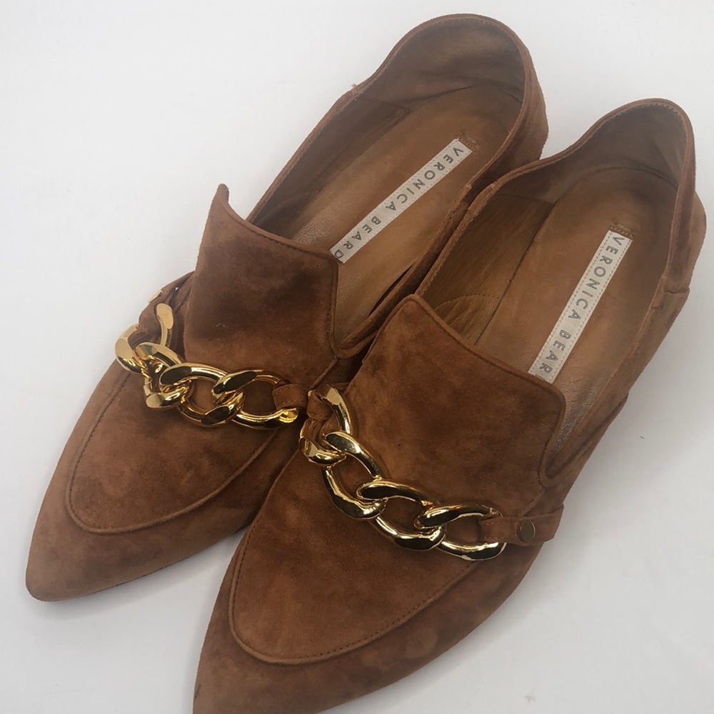 Veronica Beard Jaxon Cognac Suede Chain Loafer size 40 US 10